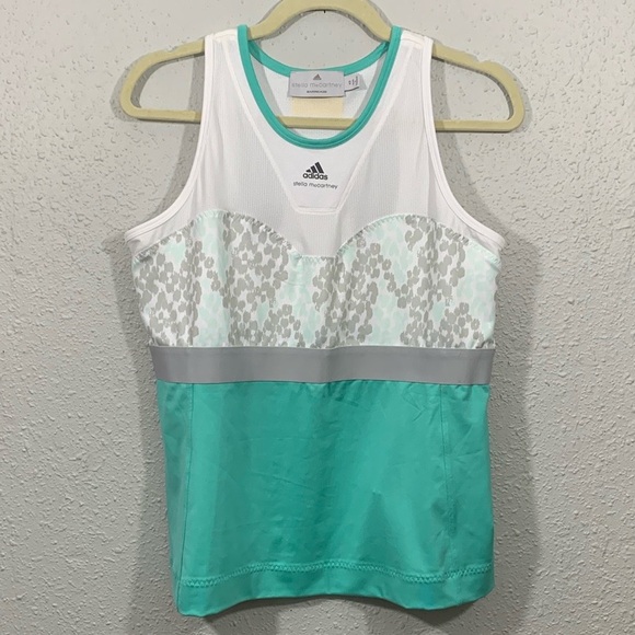 Adidas Stella McCartney Barricade Green White Tennis Tank Top size 48=14 - Picture 1 of 15